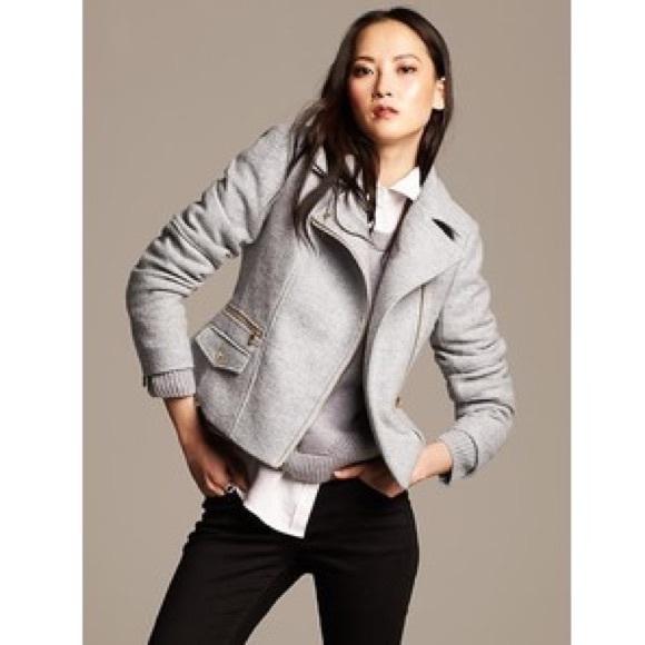 Banana Republic Jackets Coats Boiled Wool Moto Jacket Petite M
